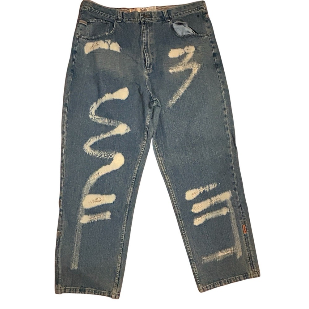 Vintage Varcity Clothing Distressed Jeans Size 46 Baggy Y2K Streetwear Graffiti